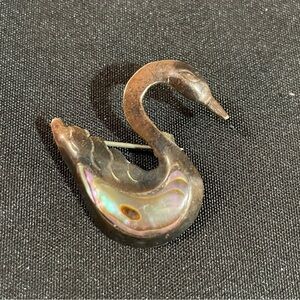 Elegant Swan Brooch with Iridescent Detail
